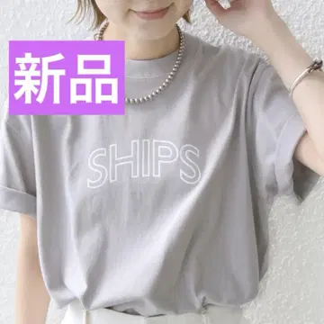 새상품 SHIPS 쉽스 라운드 프린트 로고 티셔츠 라이트 그레이 L
