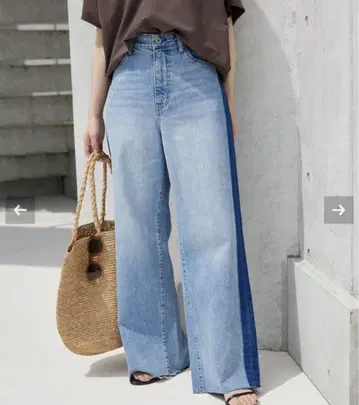 SLOBE IENA LE DENIM 사이드 라인 스트레이트 36