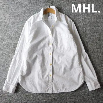 MHL 긴팔 셔츠 일본제 코튼 얇은 소재 롱 슬리브 화이트