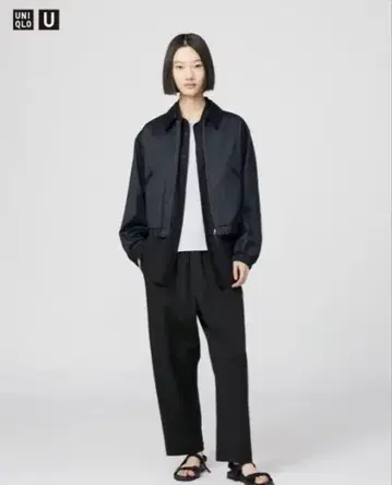 유니클로 U UNIQLO 저지 개더 팬츠 블랙 M 택 포함 새상품