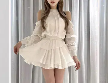 Darich 다리치 볼륨 쉬폰 미니 원피스 WHT FREE