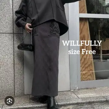 윌프리] 퀼팅 펜슬 스커트 롱 그레이 F 성숙 캐주얼