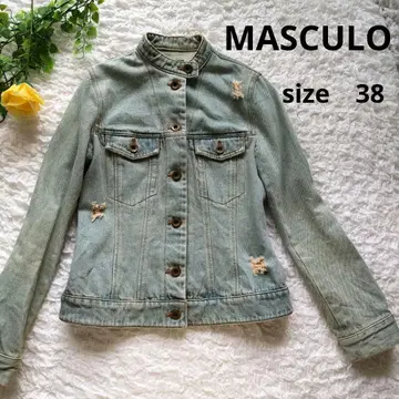 MASCULO 데미지 가공 자켓 데님 자켓 적당한 색감 size38