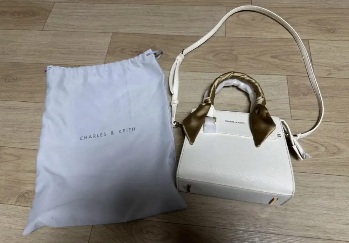 Women's Charles & Keith White Scarf Tote Bag