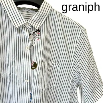 graniph 그라니프 드래곤볼 L 스트라이프 셔츠 원피스 반팔