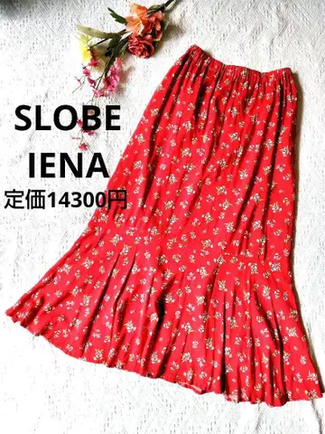 SLOBE IENA 롱 스커트 머메이드 빨간색 티어드 꽃 이에나
