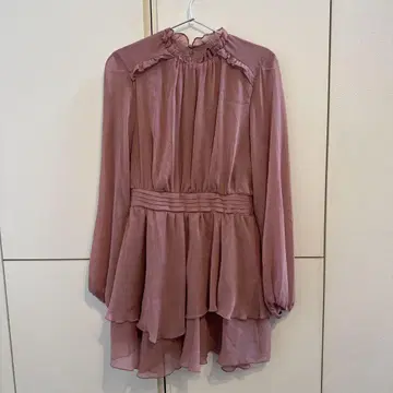 자라 핑크 쉬폰 튜닉 긴팔 프릴