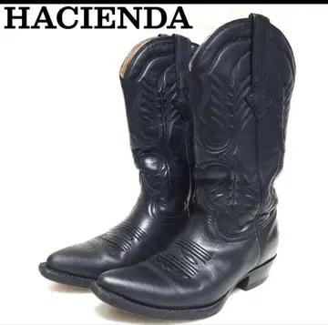 [ HACIENDA ] 천연 가죽 웨스턴 부츠 블랙 가죽 23~24cm