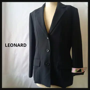 일본제 LEONARD 블랙 블레이저 심플 소매 디자인 포멀