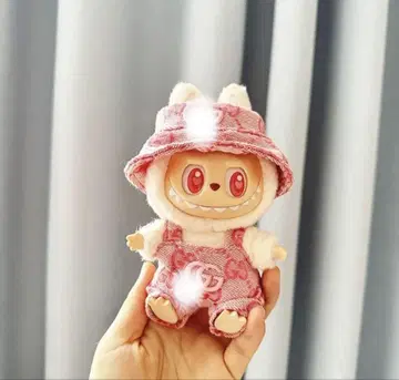 labubu 라부부 봉제 인형 옷 핑크 오버롤 2개 세트