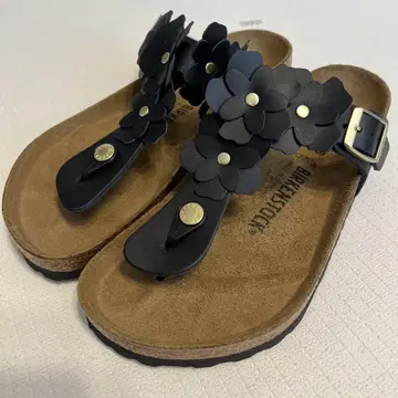 Birkenstock 블랙 플라워 플립플랍 39