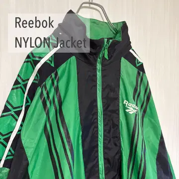 Reebok 나일론 자켓 그린/블랙 오버 사이즈 구제 의류