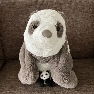 쿠타리 팬더 봉제 인형 그레이 미니 사이즈 블랙 세트