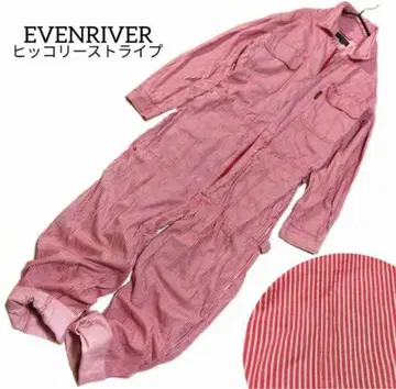 EVENRIVER 스트라이프 오버롤 빨간색