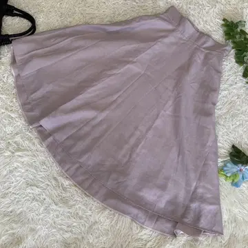 컨디션 최상 그린 라벨 릴랙싱 종아리 기장 스커트 플레어 핑크 36 S