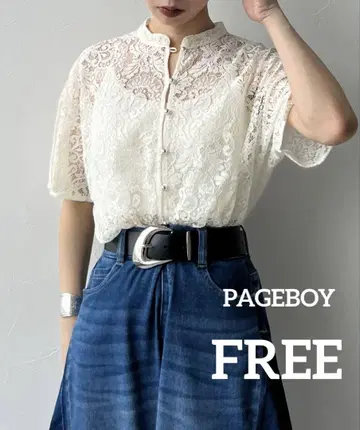 [택 포함] PAGEBOY 레이스 밴드 카라 셔츠 아이보리 FREE
