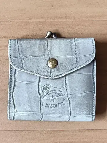 IL BISONTE 접이식 지갑 그레이 천연 가죽
