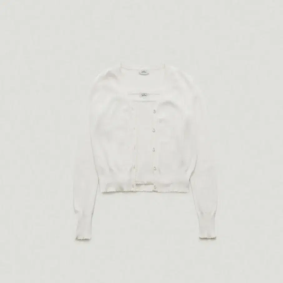 New] The Barnnet Cotton Eyelet Knit Cardigan Set Ivory on