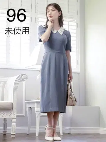 overE 96 사이즈 레이스 카라 부착 원피스