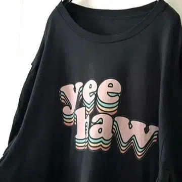 yee hawk 로고 티셔츠 블랙 검정 구제 의류