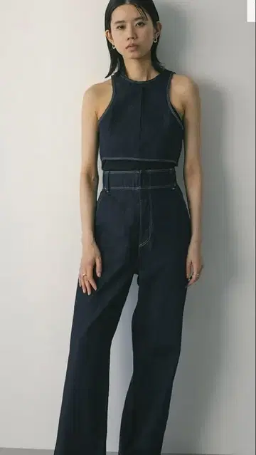 style mixer 코튼 린넨 하이 웨스트 데님