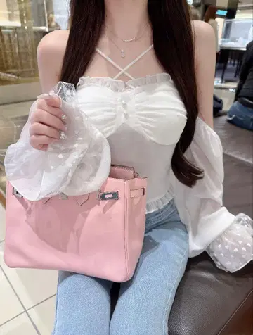 Lumignon Mellow Heart Tulle Top 루미뇽 화이트