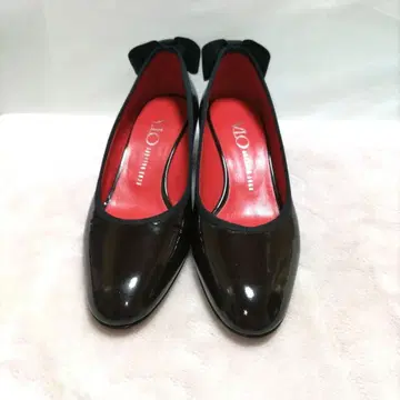 슈 갤러리 오타 블랙 에나멜 리본 펌프스 22.5cm