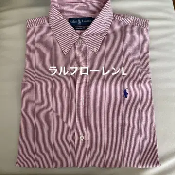 Ralph Lauren 커스텀 핏 반팔 셔츠 빨흰 스트라이프