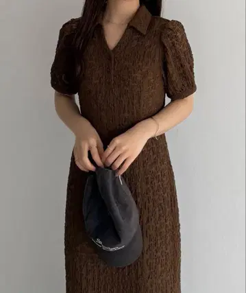 새상품 callautia 컷 레이스 폴로 원피스 브라운 S