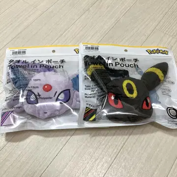 오늘 발송! 훼미리마트 한정판 포켓몬 타월 in 파우치 블래키 에브이