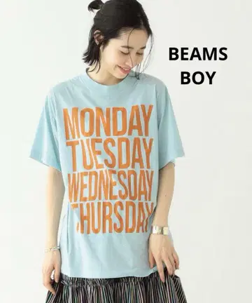 BEAMS BOY 보이 로고 프린트 숏 슬리브 티셔츠