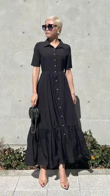 JENNE 오드릴 룩 티어드 프릴 원피스