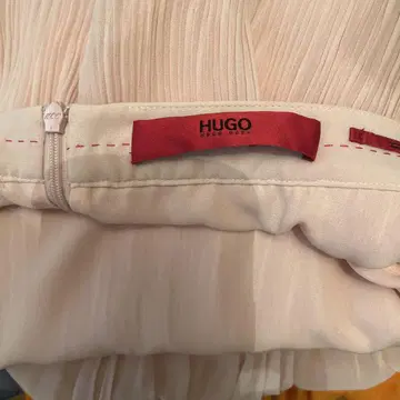 HUGO 플리츠 롱 스커트 핑크/오렌지
