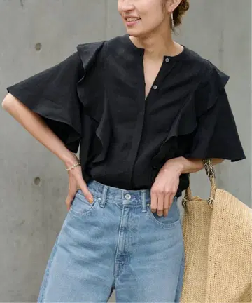 FRAMeWORK 프레임워크 웹 한정판 린넨 레이온 프릴 블라우스