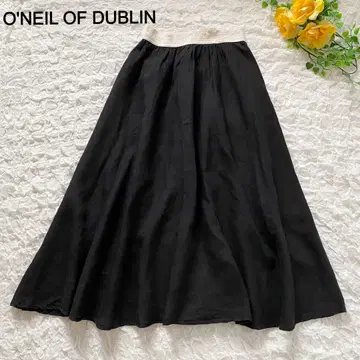 O'NEIL OF DUBLIN 린넨 스커트 플레어 롱 블랙