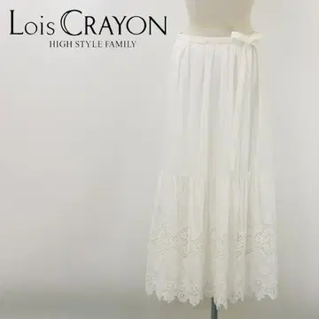 B6915 로이스크레용 코튼 레이스 자수 랩 롱 스커트 M