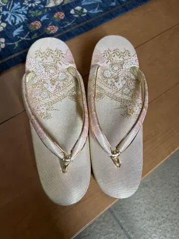 꽃무늬 자수 일본 의류 조리 23 골드 핑크