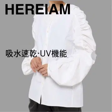 HEREIAM 헤레이엄 개더 롱 슬리브 블라우스 화이트