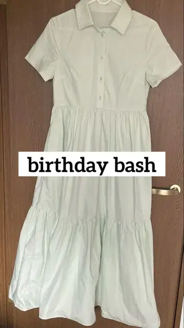 birthday bash 티어드 셔츠 원피스 민트 그린 플레어