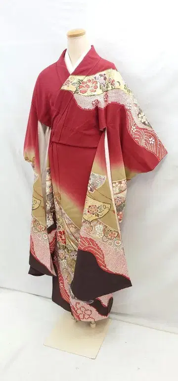 FN11899j 기모노 후리소데 순수 실크 꽃무늬 150~160cm