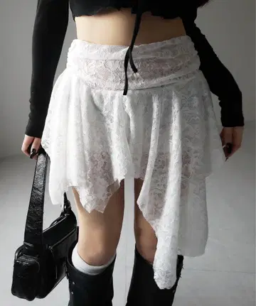 비대칭 블랙 미니 스커트