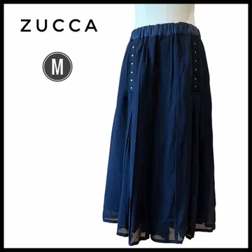 주카 ZUCCA 스커트 시어 레이어드 플레어 스커트 네이비