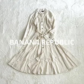 BANANA REPUBLIC 아이보리 셔츠 원피스 허리 리본