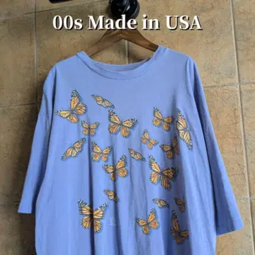 00s USA제 버터플라이 곤충 아트 Wild Cotton 티셔츠