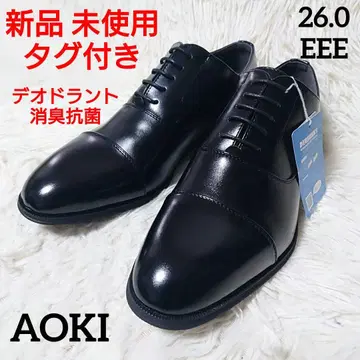 미사용 새상품 AOKI 내깃털 스트레이트 팁 비즈니스 슈즈 26 블랙