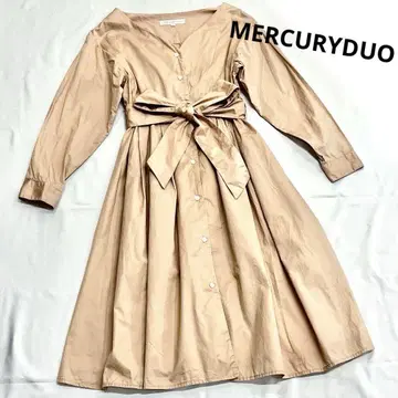 MERCURYDUO 코튼 트윌 백 플리츠 셔츠 원피스