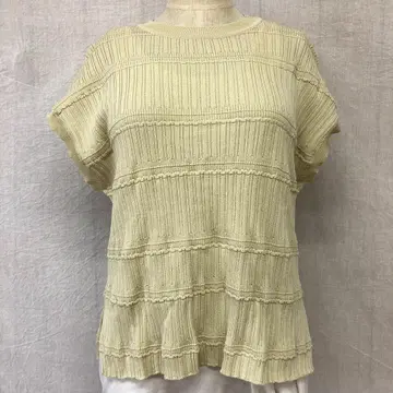 택 포함 쉽스칼라즈 24SS 변형 짜임 프렌치 슬리브 니트 니트 티셔츠