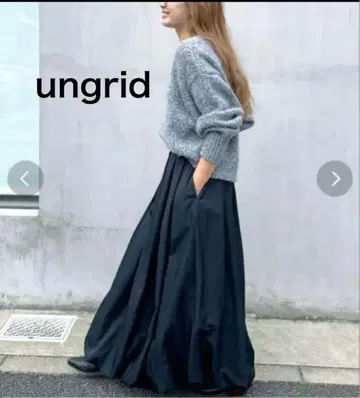 Ungrid [미사용] 개더 벌룬 스커트 롱 블랙 타프타