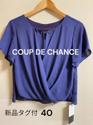 택 포함 새상품 COUP DE CHANCE 반팔 블라우스 반팔 상의 퍼플