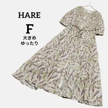하레 HARE 시어 원피스 F 보타니컬 롱 올 패턴 풀 버튼